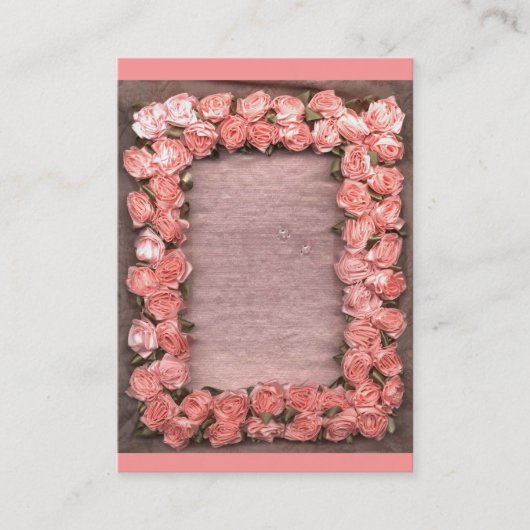 Carte De Visite Roses De Ruban Et Feuilles Satin Photo Frame Entre (Devant)