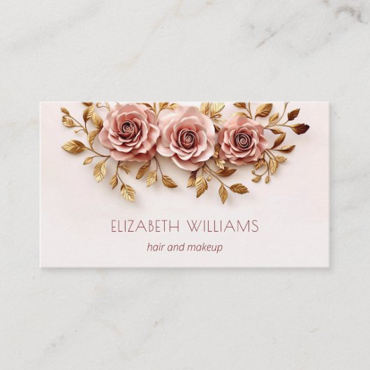 Carte De Visite roses d'or 3 D Blush | Code QR (Devant)