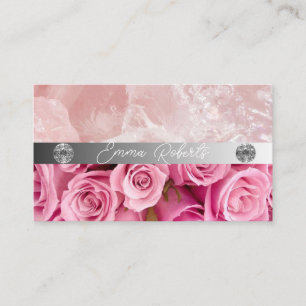 Carte De Visite Roses Élégantes à l'Aquarelle Rose