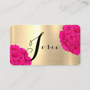 Carte De Visite Roses en or brillant H Lettre