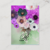 CARTE DE VISITE ROSES ET ANÉMONES BLANCHES ET VIOLETTES MONOGRAMME (Dos)