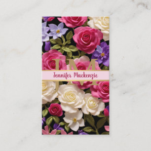 Carte De Visite Roses Fleurs Vintage Or Rose Pâle Pourpre