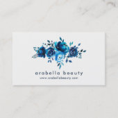 Carte De Visite Roses floraux d'aquarelle bleue chic (Devant)