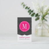 Carte De Visite Roses indien blanches noires chics de pois (Debout devant)