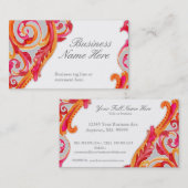 Carte De Visite Roses indien modernes de mandarine de coeur de (Devant / Derrière)
