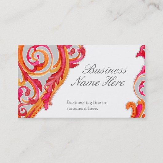 Carte De Visite Roses indien modernes de mandarine de coeur de (Devant)