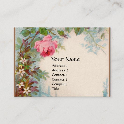 Carte De Visite ROSES & JASMINES MONOGRAM GEM crème bleue (Devant)