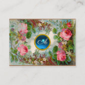 Carte De Visite ROSES & JASMINES MONOGRAM GEM crème bleue (Dos)