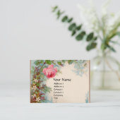 Carte De Visite ROSES & JASMINES MONOGRAM GEM crème bleue (Debout devant)