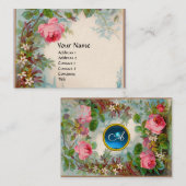 Carte De Visite ROSES & JASMINES MONOGRAM GEM crème bleue (Devant / Derrière)