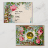 Carte De Visite ROSES & JASMINES MONOGRAM GEM crème jaune (Devant / Derrière)