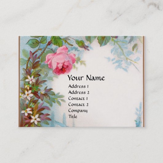 Carte De Visite ROSES & JASMINES MONOGRAM GEM fuchsia blanc (Devant)