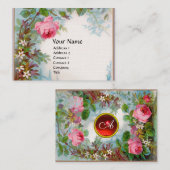 Carte De Visite ROSES & JASMINES MONOGRAM GEM lin rouge (Devant / Derrière)