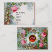 Carte De Visite ROSES & JASMINES MONOGRAM GEM Rouge Blanc (Devant / Derrière)