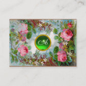 Carte De Visite ROSES & JASMINES MONOGRAMME FLORAL VERT GEM Pearl (Dos)