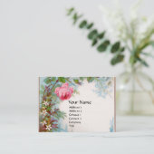 Carte De Visite ROSES & JASMINES MONOGRAMME GEM lin blanc rose (Debout devant)