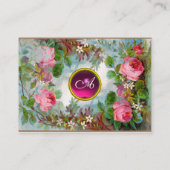 Carte De Visite ROSES & JASMINES MONOGRAMME GEM lin blanc rose (Dos)