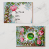 Carte De Visite ROSES & JASMINES MONOGRAMME GEM vert blanc (Devant / Derrière)