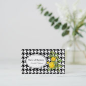 Carte De Visite Roses jaunes chics en noir et blanc (Debout devant)