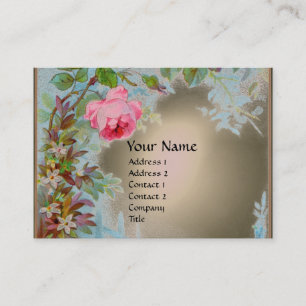 Carte De Visite ROSES PINK & JASMINES MONOGRAMME PIERRE précieuse