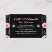 Carte De Visite Roses rose clair sur le texte manuscrit noir et bl (Dos)