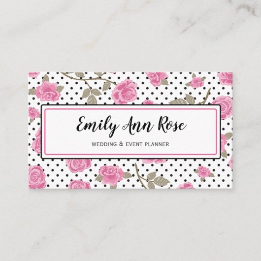 Carte De Visite Roses rose Fille Script Fille Floral Moderne (Devant)