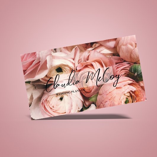 Carte De Visite Roses rose | Wedding planner professionnel