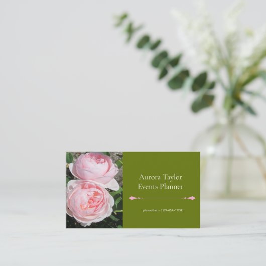 Carte de visite Roses roses (Debout devant)