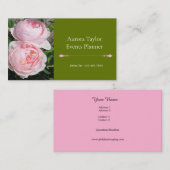 Carte de visite Roses roses (Devant / Derrière)