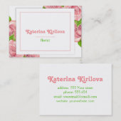 Carte De Visite Roses roses (Devant / Derrière)
