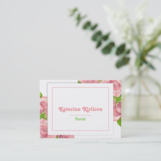 Carte De Visite Roses roses (Debout devant)