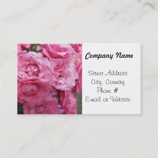 Carte De Visite Roses roses élégants (Devant)