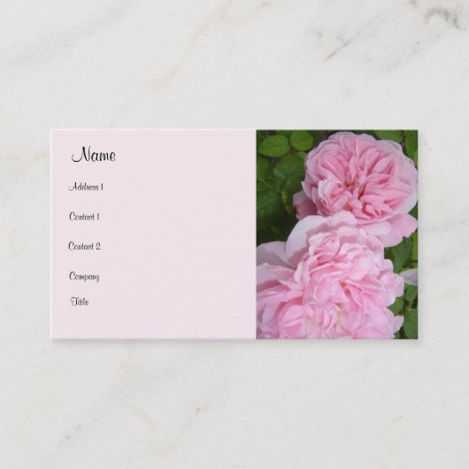 Carte De Visite Roses roses en fleurs (Devant)