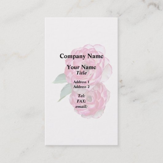 Carte De Visite Roses roses et blanches (Devant)