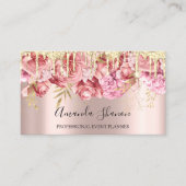 Carte De Visite Roses roses Fleurs Douille d'or QR CODE Logo (Devant)