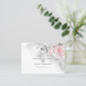 Carte De Visite Roses roses modernes Aquarelle gris BarefootBride™ (Debout devant)