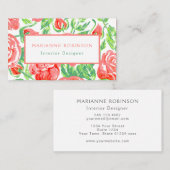 Carte De Visite Roses roses rose Floral Moderne (Devant / Derrière)