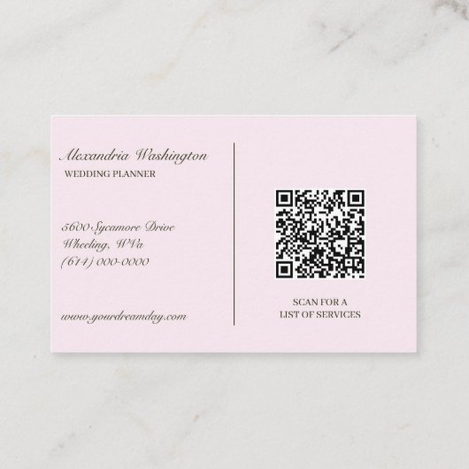 Carte De Visite Roses roses roses avec code QR (Dos)
