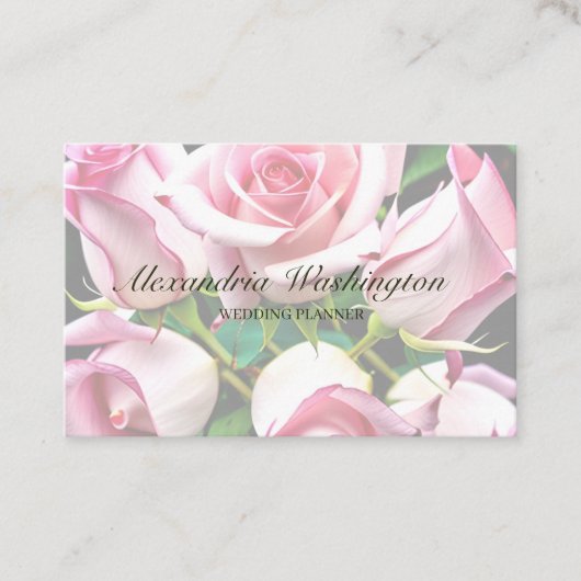 Carte De Visite Roses roses roses avec code QR (Devant)
