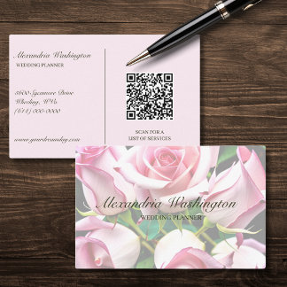 Carte De Visite Roses roses roses avec code QR