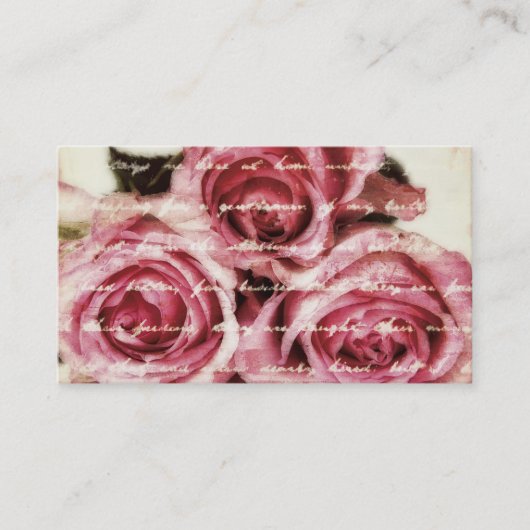Carte De Visite Roses roses vintages (Devant)