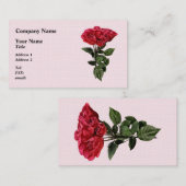 Carte De Visite Roses rouges et feuilles (Devant / Derrière)