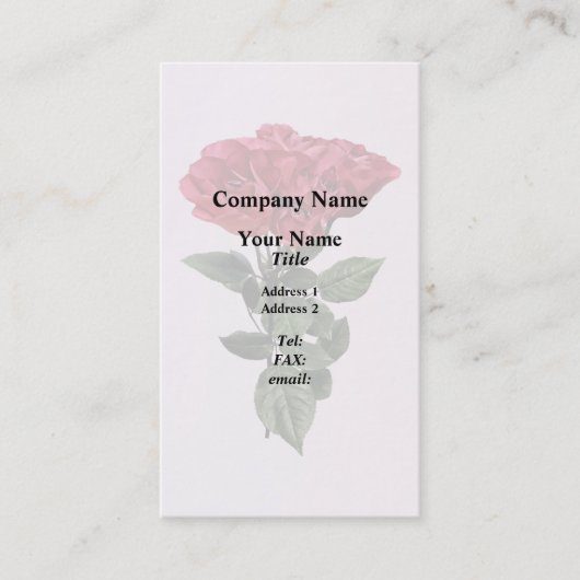 Carte De Visite Roses rouges et feuilles (Devant)