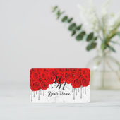 Carte De Visite Roses Rouges Marbre Initiale (Debout devant)