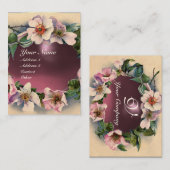 Carte De Visite Roses SAUVAGES AVEC ROSE PURPLE GEM STONE MONOGRAM (Devant / Derrière)
