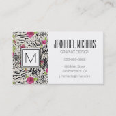 Carte De Visite Roses Sur Les Motifs Animaux (Devant)