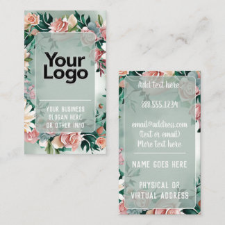Carte De Visite Roses Tendre Floral Vert Sauge Terracotta Blush