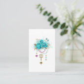 Carte De Visite Roses turquoise avec touches (Debout devant)