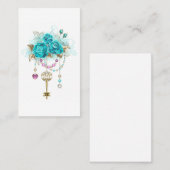 Carte De Visite Roses turquoise avec touches (Devant / Derrière)