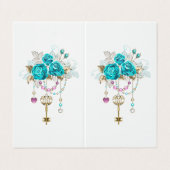 Carte De Visite Roses turquoise avec touches (Extérieur déplié)